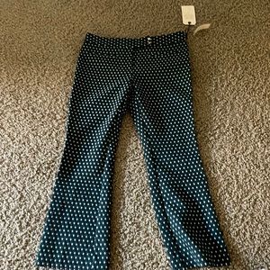 Blue Anthropologie Pants with a Diamond Design and Side Button Fly